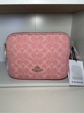 Coach Carey Shoulder Crossbody Bag Signature Pink Denim